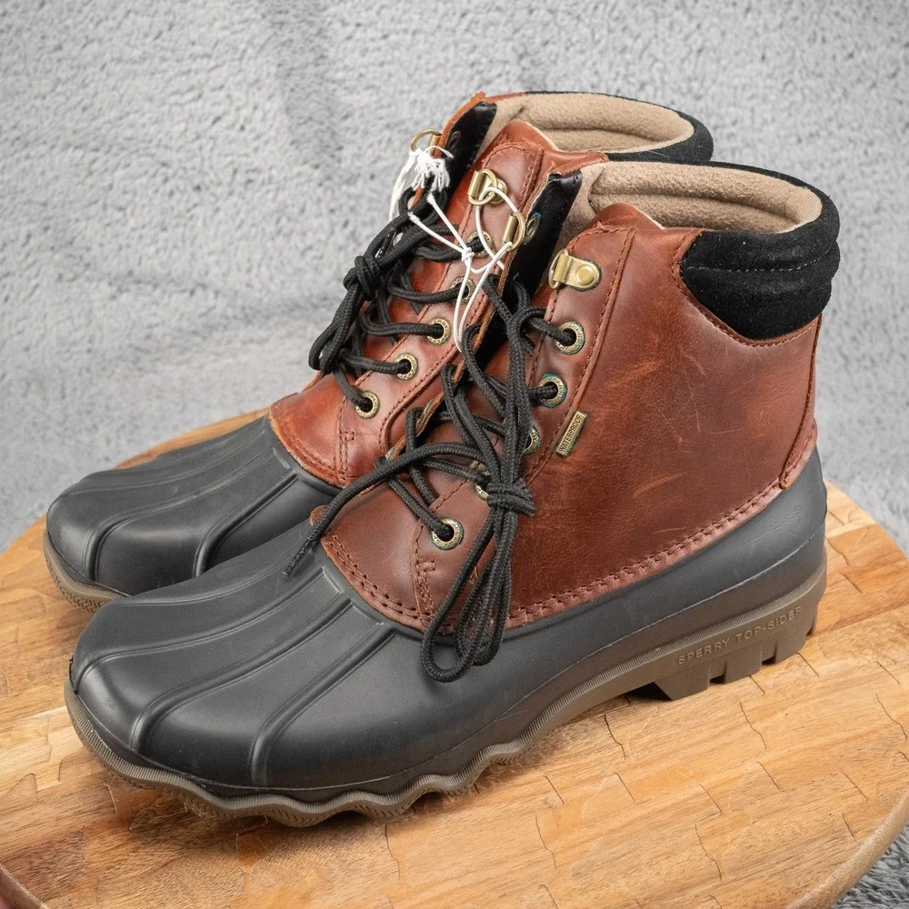 Sperry Men's Size 8.5‎ Avenue Brown Leather Waterproof Duck Boots